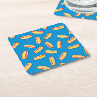Posavasos Cuadrado De Papel Patrón de Hotdogs de comida rápida