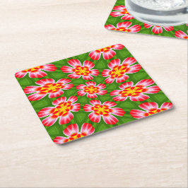 Posavasos Cuadrado De Papel Patrón de ilimidades rojas