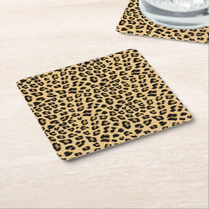 Posavasos Cuadrado De Papel Patrón de impresión de leopardo