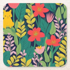 Posavasos Cuadrado De Papel Patrón de jungla