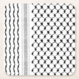 Posavasos Cuadrado De Papel Patrón de Kufiya árabe palestino personalizado 