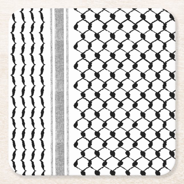 Posavasos Cuadrado De Papel Patrón de Kufiya árabe palestino personalizado  (Anverso)