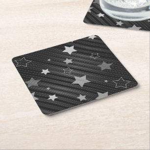 Posavasos Cuadrado De Papel Patrón de las estrellas negras