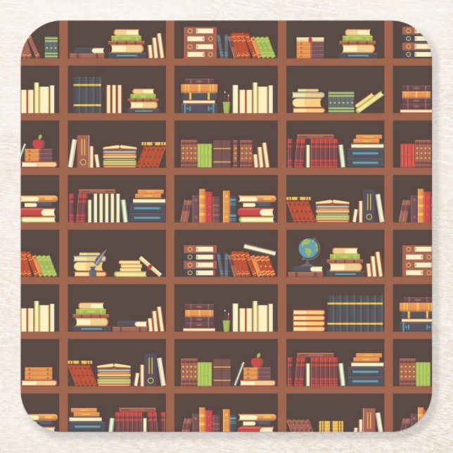 Posavasos Cuadrado De Papel Patrón de libro (Anverso)
