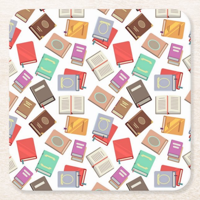 Posavasos Cuadrado De Papel Patrón de libro (Anverso)