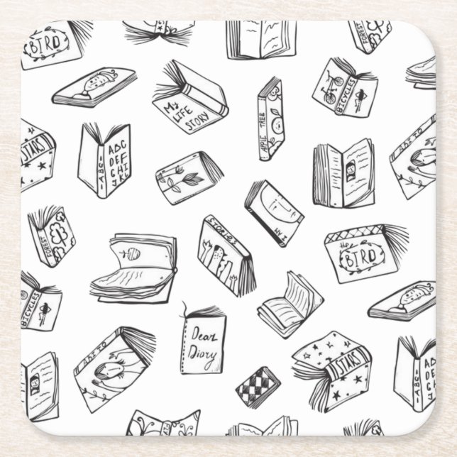 Posavasos Cuadrado De Papel Patrón de libro (Anverso)