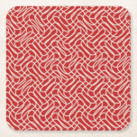 Posavasos Cuadrado De Papel Patrón de líneas abstractas de color rojo y crema<br><div class="desc">Línea abstracta - rojo y crema.</div>