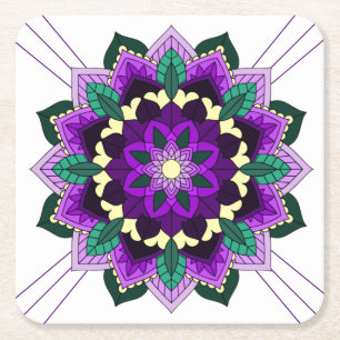 Posavasos Cuadrado De Papel Patrón de Mandala 02 en la montaña de papel cuadra
