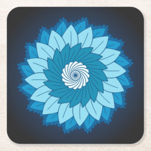 Posavasos Cuadrado De Papel Patrón de Mandala colorido y Guay Flores azules