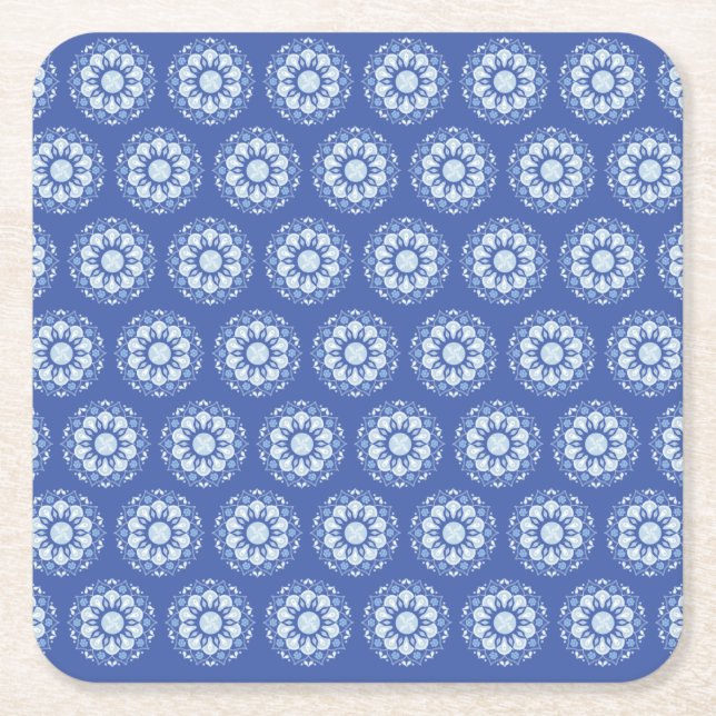 Posavasos Cuadrado De Papel Patrón de Mandala de Círculo  (Anverso)