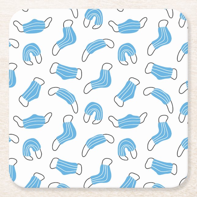 Posavasos Cuadrado De Papel Patrón de máscara médica (Anverso)