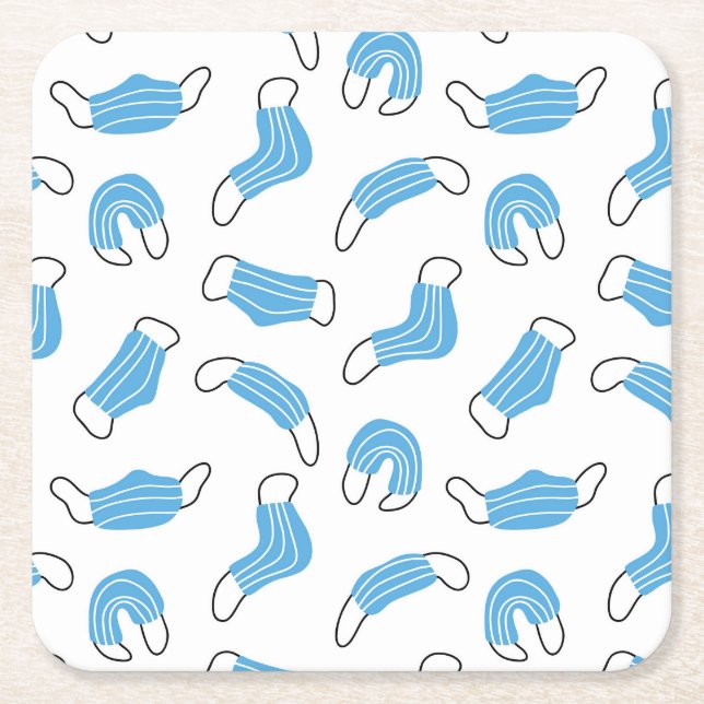 Posavasos Cuadrado De Papel Patrón de máscara médica (Anverso)