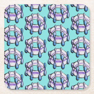 Posavasos Cuadrado De Papel Patrón de Molécula de Benzene Arte de Química Orgá