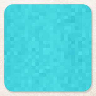 Posavasos Cuadrado De Papel Patrón de mosaico azul acuático,