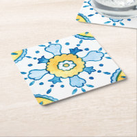 Patrón de mosaico azul y amarillo marroquí