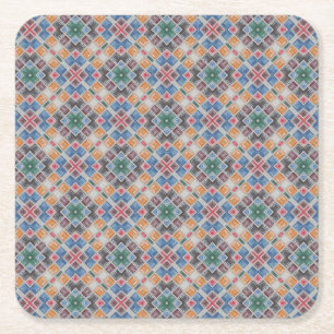 Posavasos Cuadrado De Papel Patrón de mosaico de baldosas coloridas