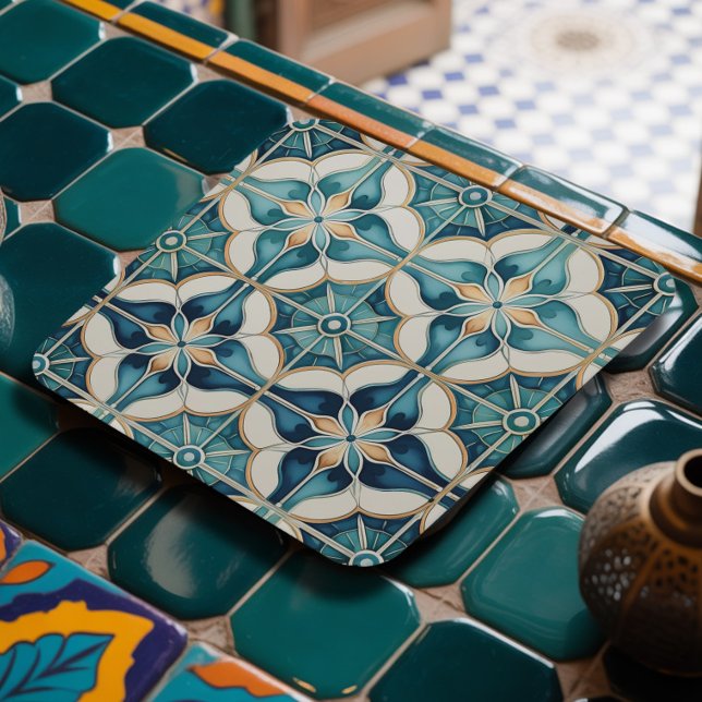 Posavasos Cuadrado De Papel Patrón de mosaico marroquí floral#1 identificación (Subido por el creador)