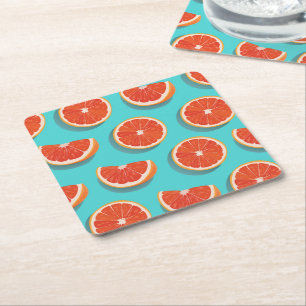 Posavasos Cuadrado De Papel Patrón de Naranja de jugo dulce
