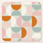 Posavasos Cuadrado De Papel Patrón de Naranja de Rubor verde sabio de mediados<br><div class="desc">Patrón moderno retro de mediados de siglo - formas geométricas abstractas - verde patrón minimalista,  rosa rubor,  Naranja y blanco crema.</div>
