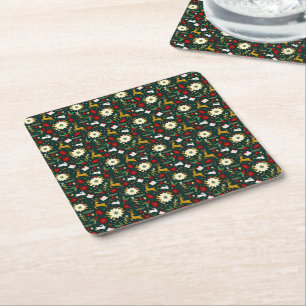 Posavasos Cuadrado De Papel patrón de Navidad