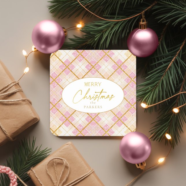 Posavasos Cuadrado De Papel Patrón de Navidades de oro rosado #28 ID1009 (Subido por el creador)