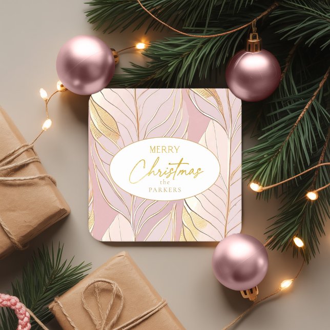 Posavasos Cuadrado De Papel Patrón de Navidades de oro rosado #29 ID1009 (Subido por el creador)