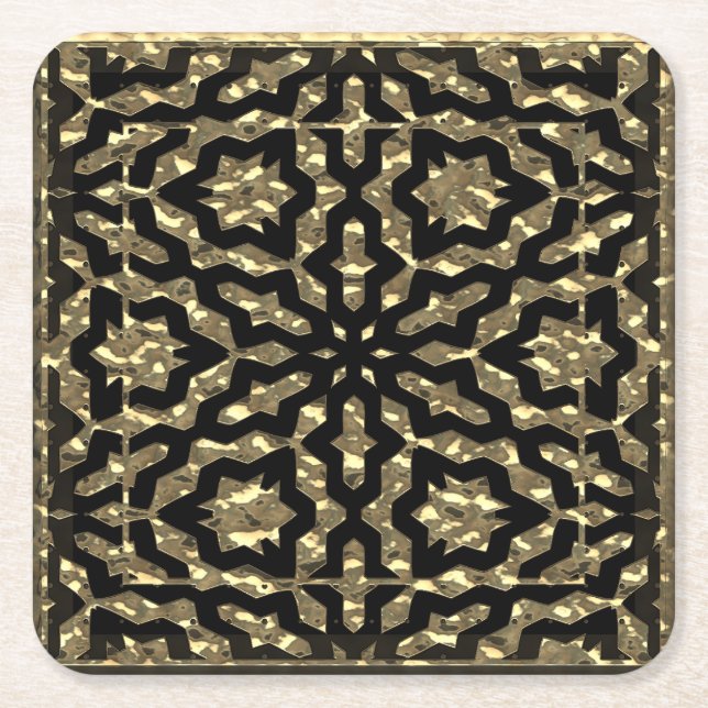 Posavasos Cuadrado De Papel Patrón de nuggets dorados (Anverso)