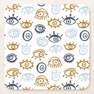 Posavasos Cuadrado De Papel Patrón de ojos malvados