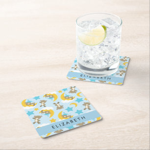 Posavasos Cuadrado De Papel Patrón De Osos, Osos De Teddy, Estrellas, Tu Nombr