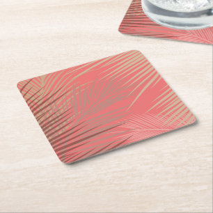 Posavasos Cuadrado De Papel Patrón de Palm Boho