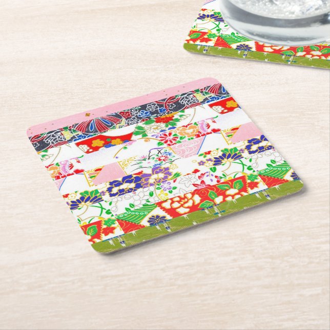 Posavasos Cuadrado De Papel Patrón de papel de arroz chiyogami (En perspectiva)