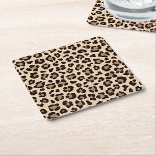Posavasos Cuadrado De Papel Patrón de Piel de Leopardo