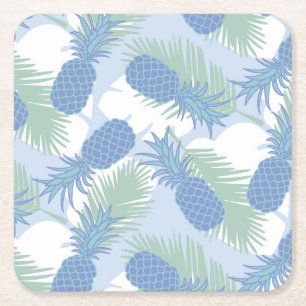 Posavasos Cuadrado De Papel Patrón de piña Pastel Tropical