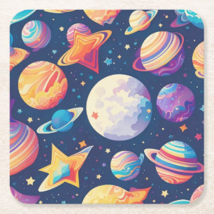 Posavasos Cuadrado De Papel Patrón de planetas Star ans