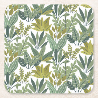 Posavasos Cuadrado De Papel Patrón de plantas
