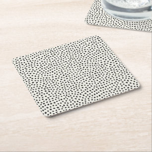Posavasos Cuadrado De Papel Patrón de punto negro