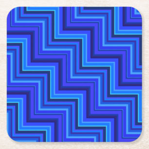 Posavasos Cuadrado De Papel Patrón de rayas azules