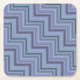 Posavasos Cuadrado De Papel Patrón de rayas azules grises