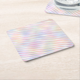 Posavasos Cuadrado De Papel Patrón de rayas de línea de arcoiris simple modern