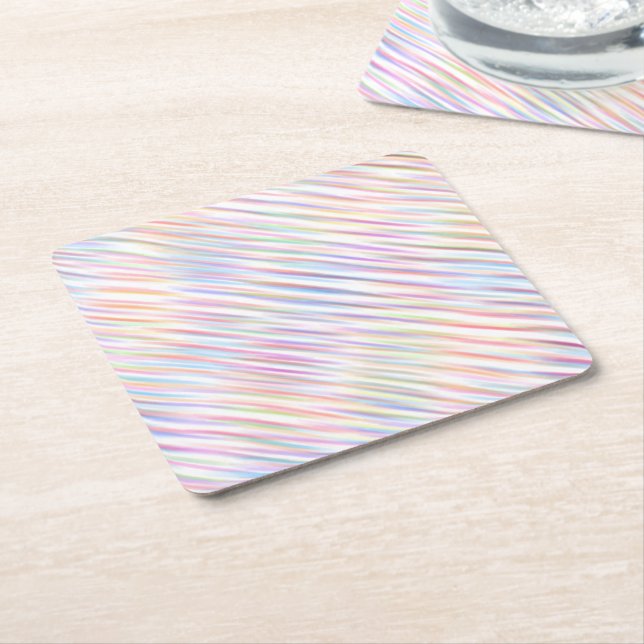 Posavasos Cuadrado De Papel Patrón de rayas de línea de arcoiris simple modern (En perspectiva)