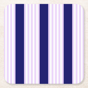 Posavasos Cuadrado De Papel Patrón de rayas de lino y blanco con azul marino