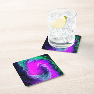 Posavasos Cuadrado De Papel Patrón de remolino de galaxia eléctrica