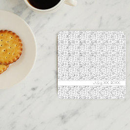 Posavasos Cuadrado De Papel Patrón de remolinos geométricos negros monocromáti