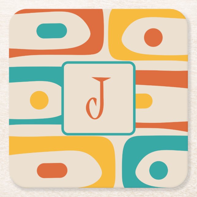 Posavasos Cuadrado De Papel Patrón de resumen de piquet moderno de mediados de (Anverso)