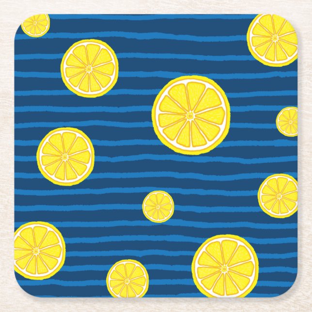 Posavasos Cuadrado De Papel Patrón de rodajas de limón (Anverso)