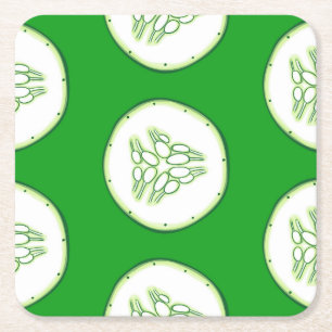 Posavasos Cuadrado De Papel Patrón de rodajas de pepino