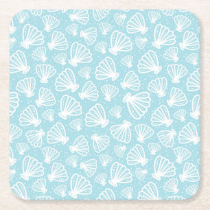 Posavasos Cuadrado De Papel Patrón de shell de verano