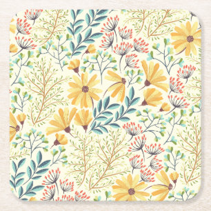 Posavasos Cuadrado De Papel Patrón de superficie floral - Papel de escritorio