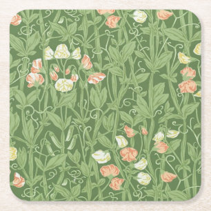 Posavasos Cuadrado De Papel Patrón de Sweet Pea de William Morris Botánico Vin