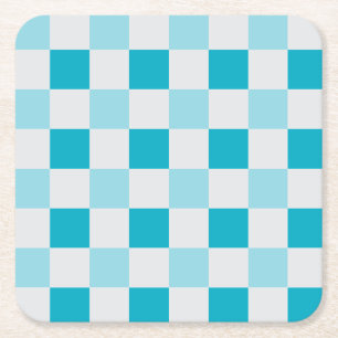 Posavasos Cuadrado De Papel Patrón De Tablero Blanco Y Azul
